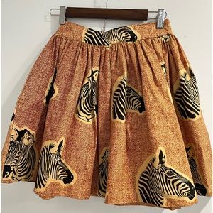 Anthropologie x Sika Zora Zebra Print‎ Cotton Skirt Sz. XS